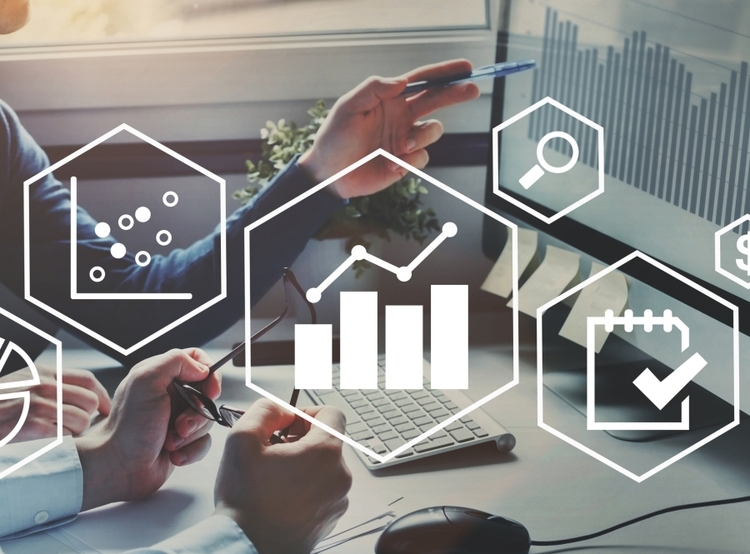 business analytics concept with chart icons